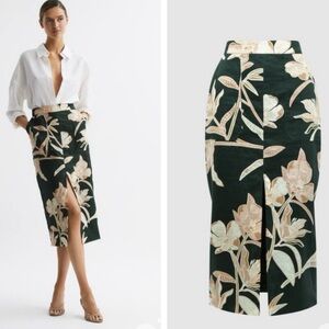 REISS JACKSON PRINT
FLORAL PRINT HIGH
RISE MIDI SKIRT size 2